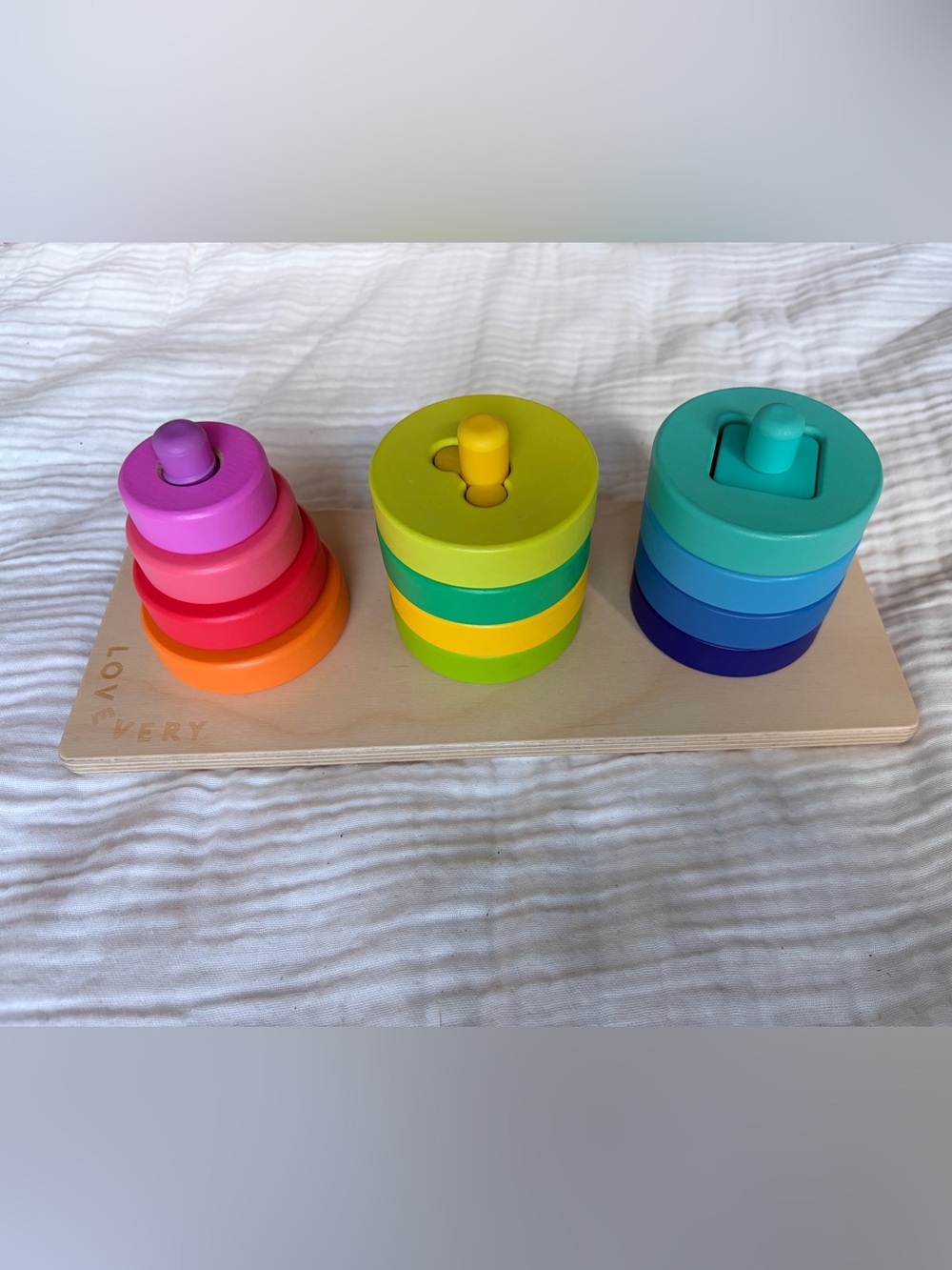Lovevery Twist and Pivot Stacking Color Rings Puzzle Toy